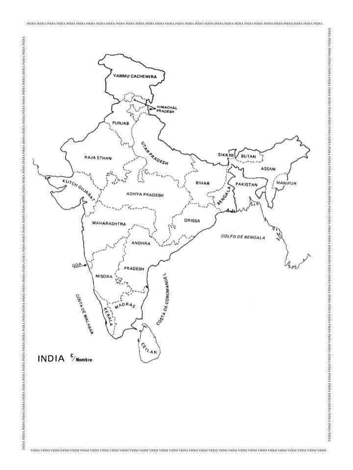 Mapa De La India Para Colorear Mapa De La India Mapas Mapa Dibujo