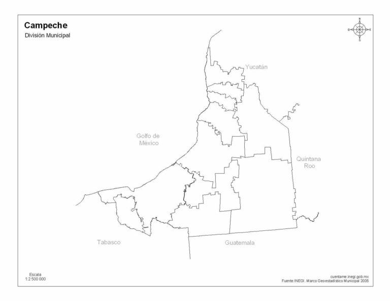 Mapa De Campeche Sin Nombres En Blanco Y Negro Descarga Ya