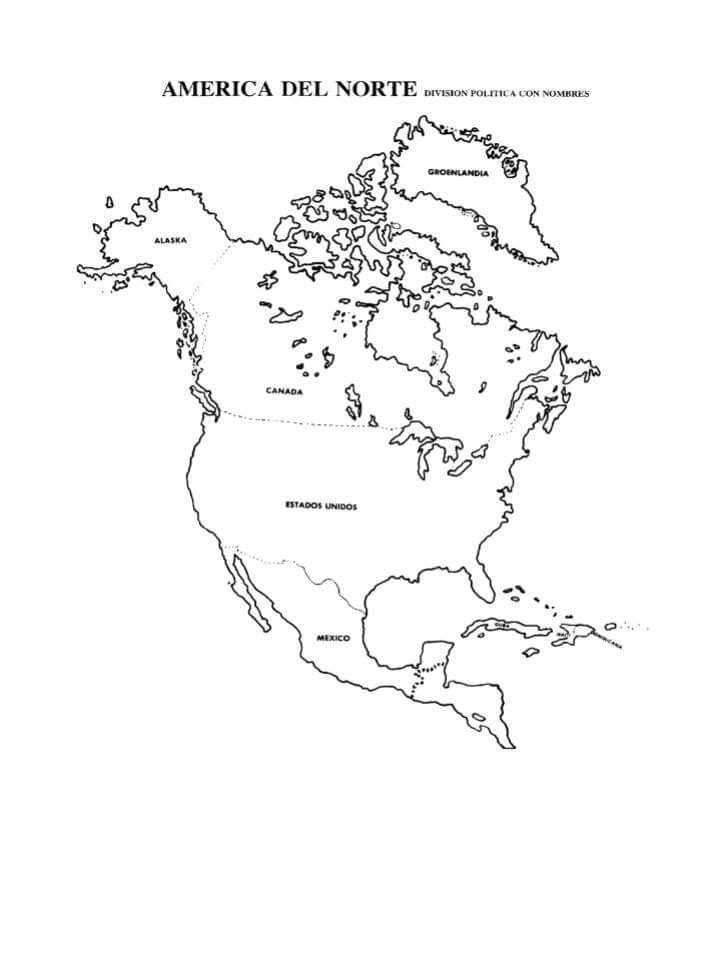 mapa de américa del norte imprimr