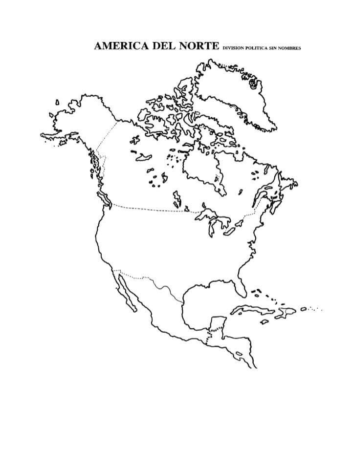 mapa de américa del norte sin nombres