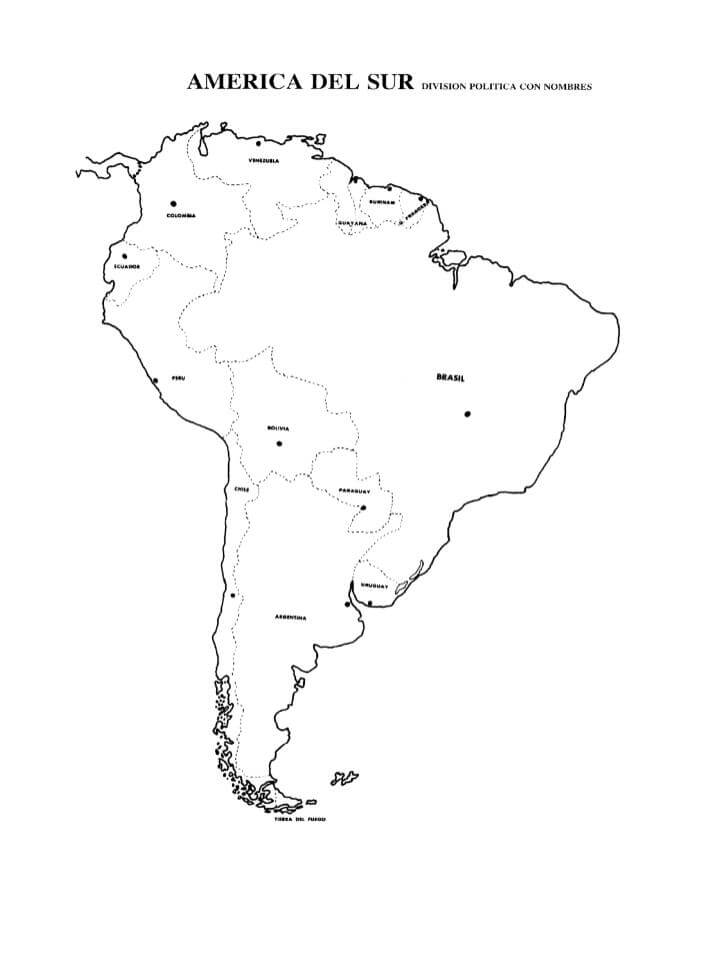 mapa de américa del sur con nombres