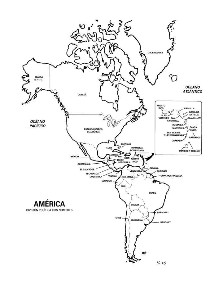 Mapa Del Continente Americano Imprime Con Nombres Y Sin Nombres 5233