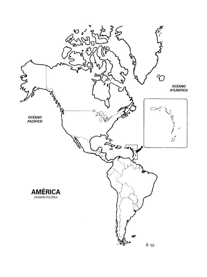 mapa de américa sin nombres
