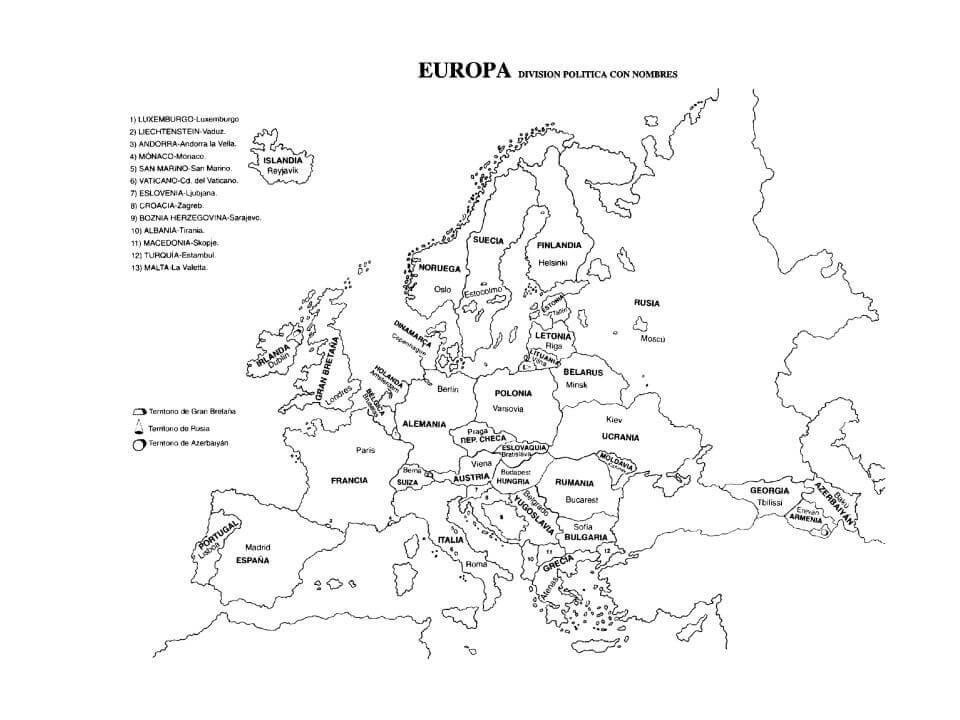 mapa de europa con nombres