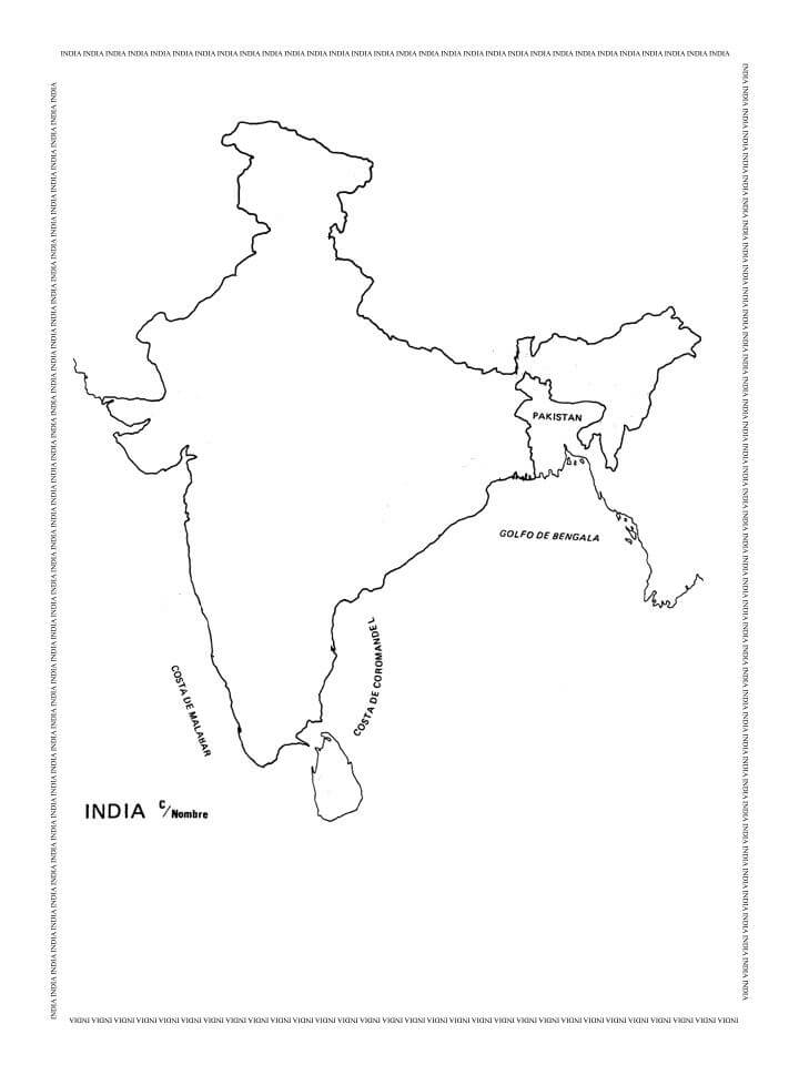 contorno de la india. mapa