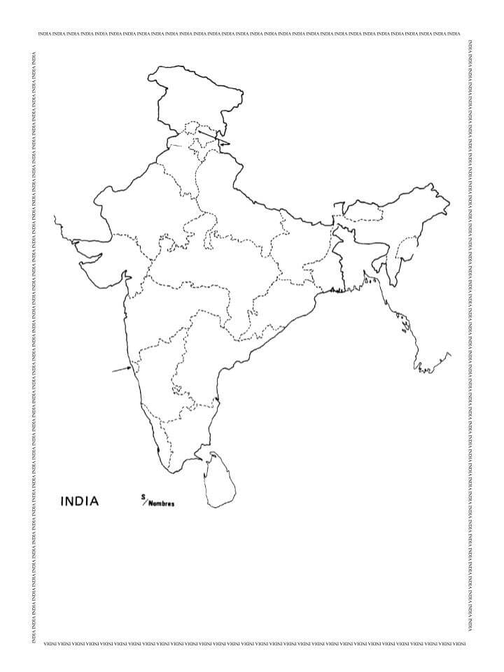 mapa de la india sin nombres