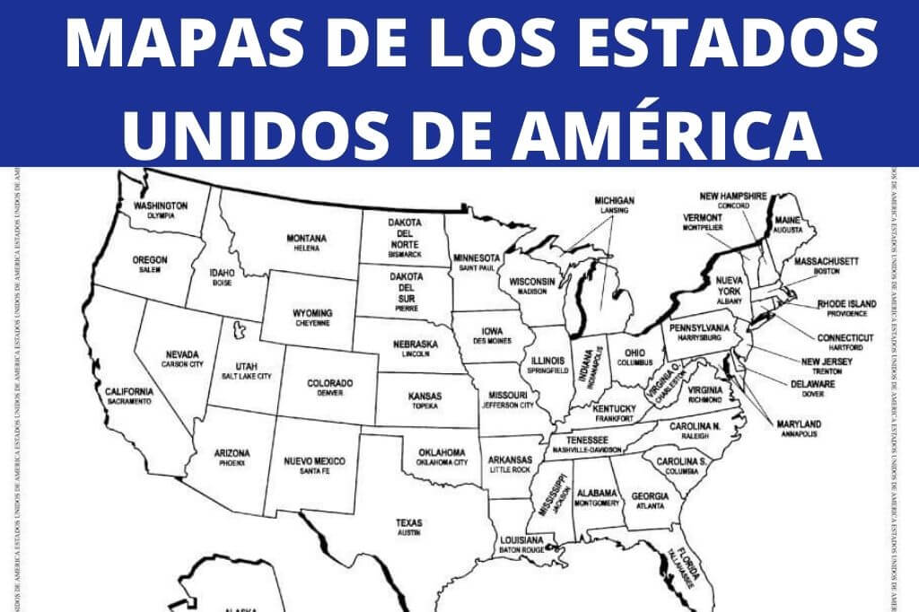 mapa de estados unidos con nombres de estado