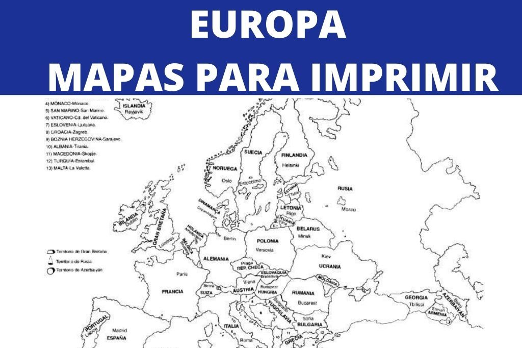 Mapa de Europa con nombres y división política en PDF gratis