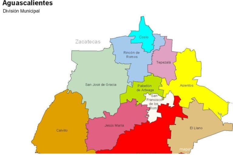 Mapa de Aguascalientes sin nombres a color Descarga e Imprime