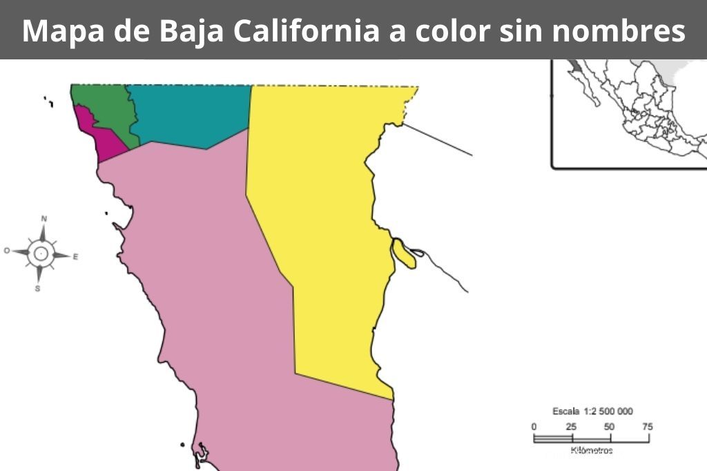 Mapa de baja california a color sin nombres