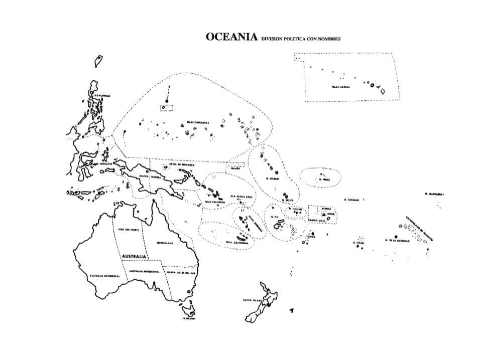 mapa de oceanía con nombres
