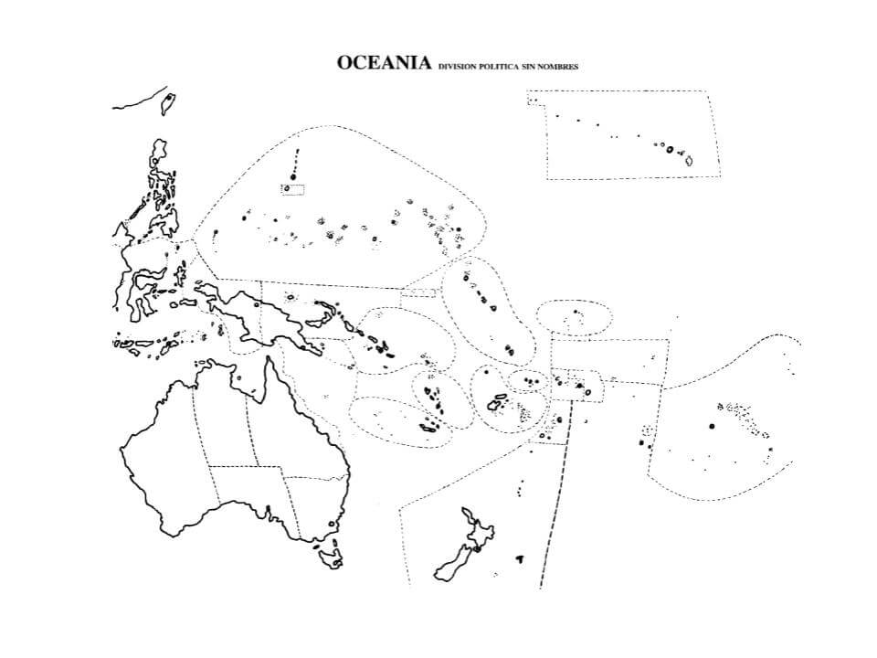 mapa de oceania sin nombres