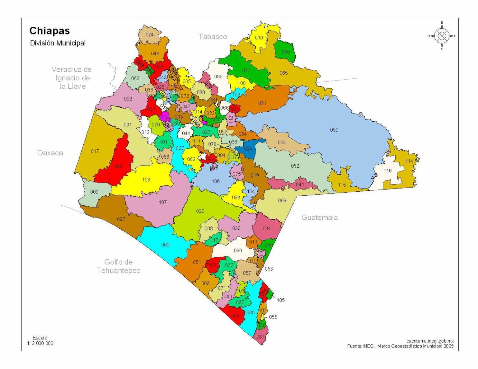 Mapa De Chiapas Con Nombres A Color Mapas De México Para Descargar 5105