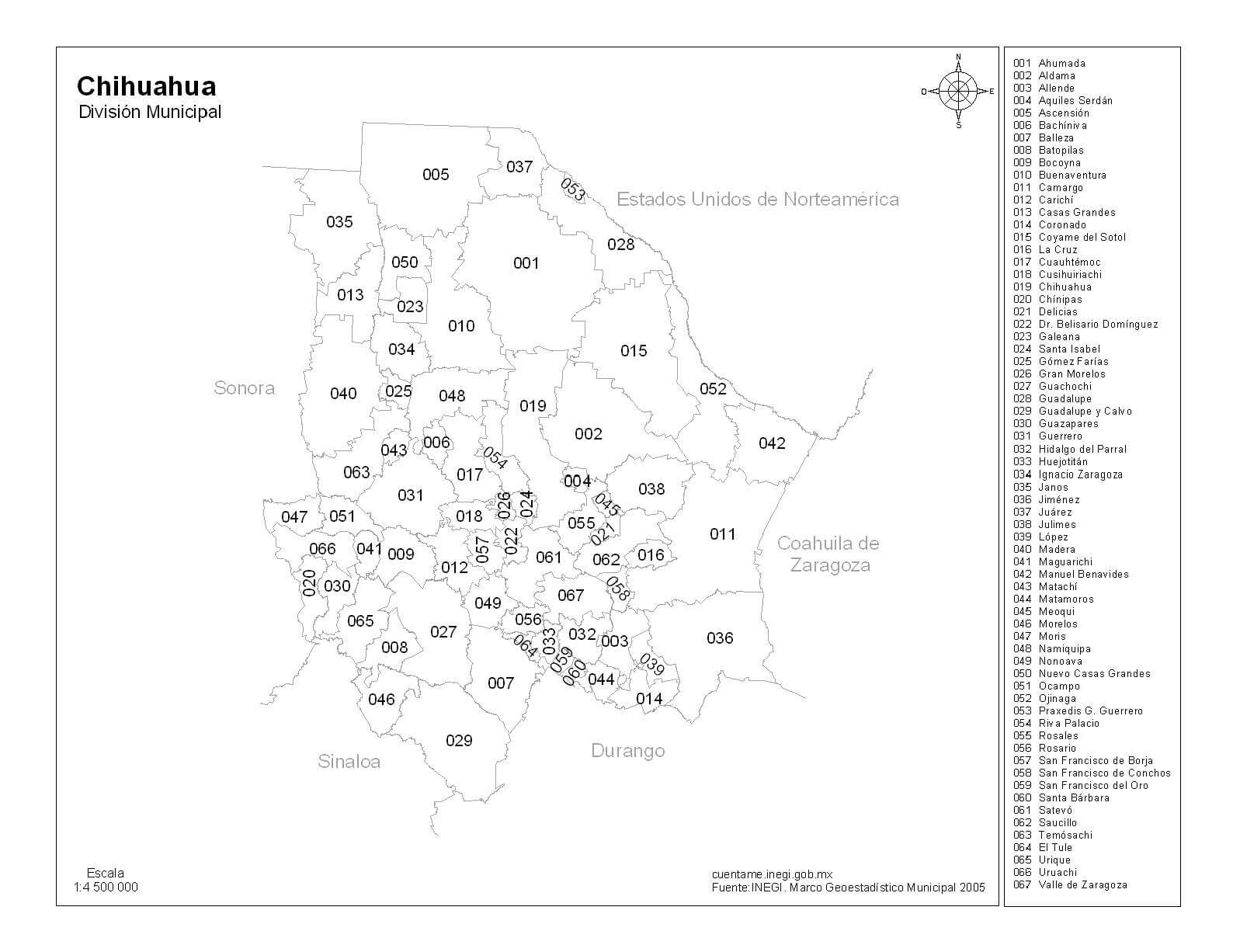 mapa de chihuahua con nombres