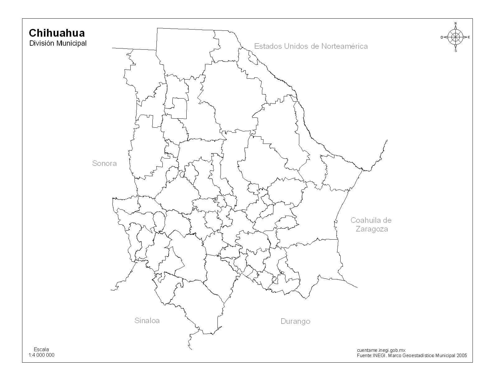 mapa de chihuahua sin nombres