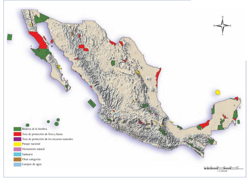 mapa de las araes naturales protegidas en mexico