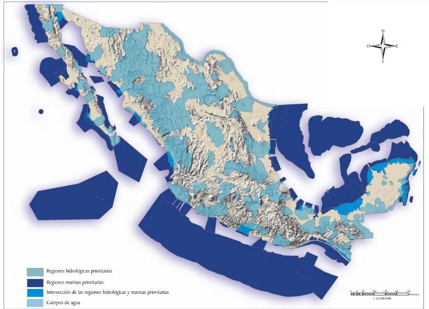Mapa de las regiones prioritarias marinas en mexico
