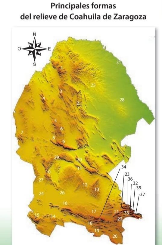 mapa del relieve de coahuila