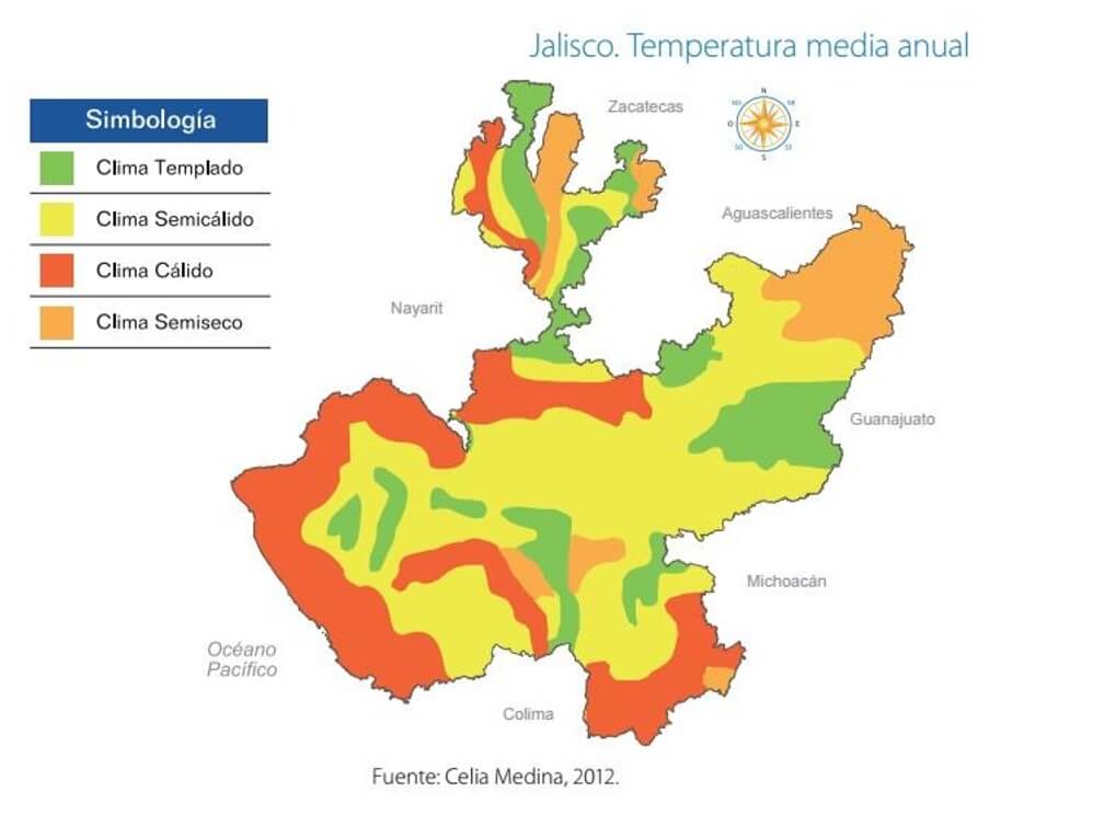 Mapa del clima de jalisco