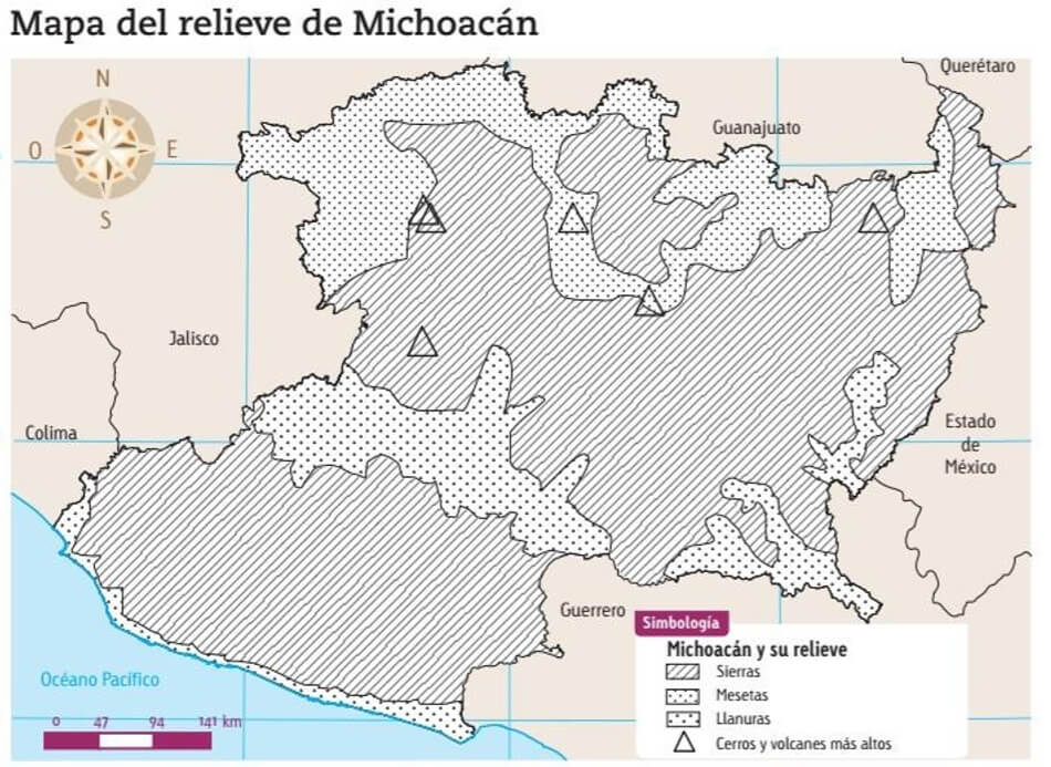 mapa del relieve de Michoacán