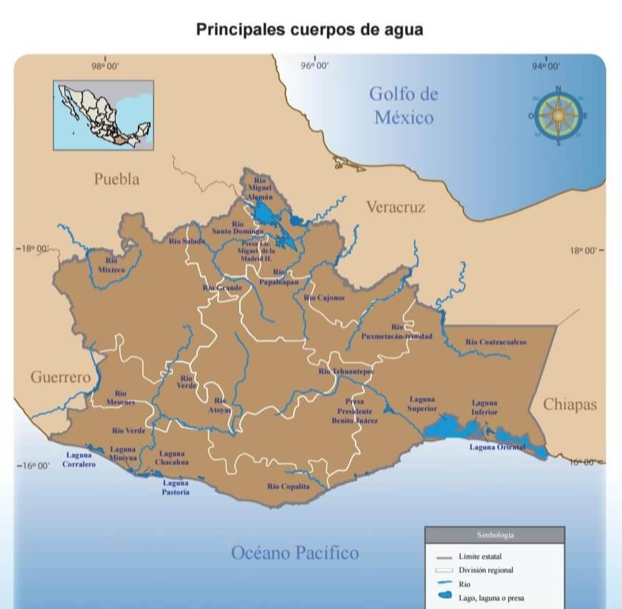 Mapa de los ríos de oaxaca
