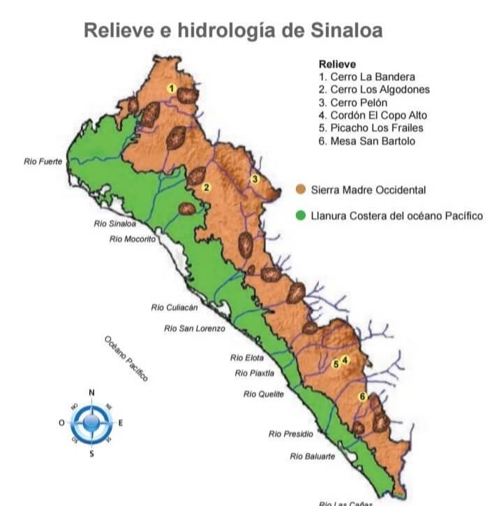 mapa de los ríos de sinaloa