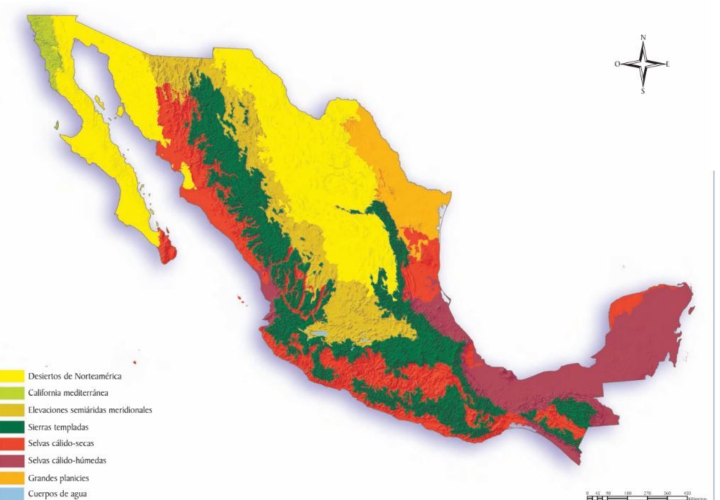 mapa de las regiones ecologcias de mexico