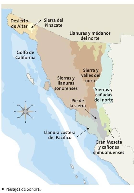 mapa de Sonora relieve
