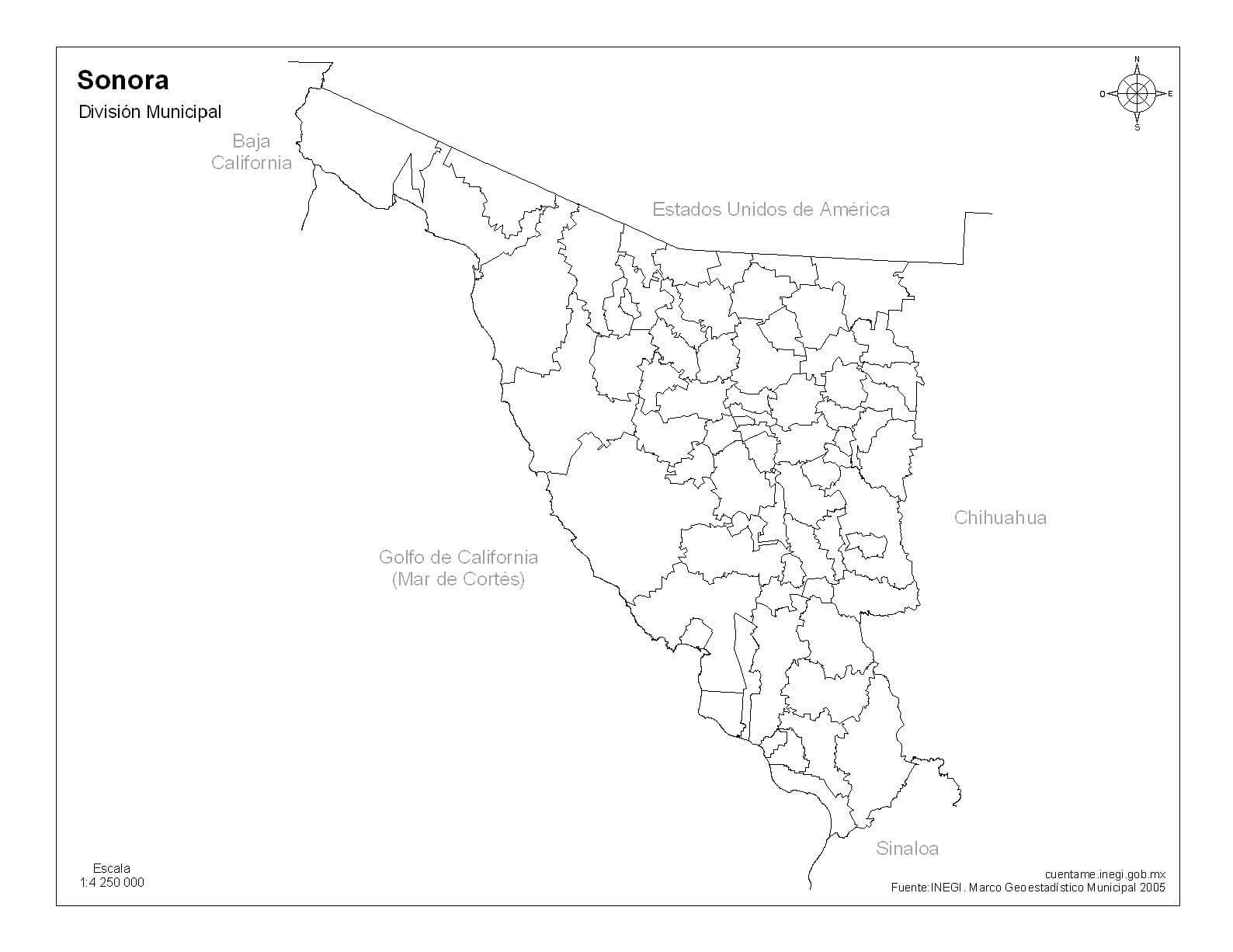 Estado de México a color con nombres - Mapas de México para descargar PDF  Descarga