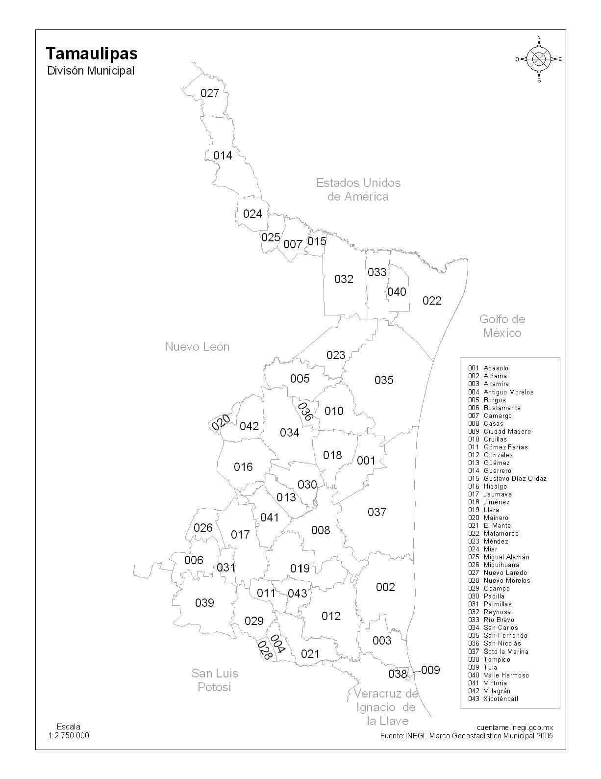 mapa de tamaulipas a blanco y negro