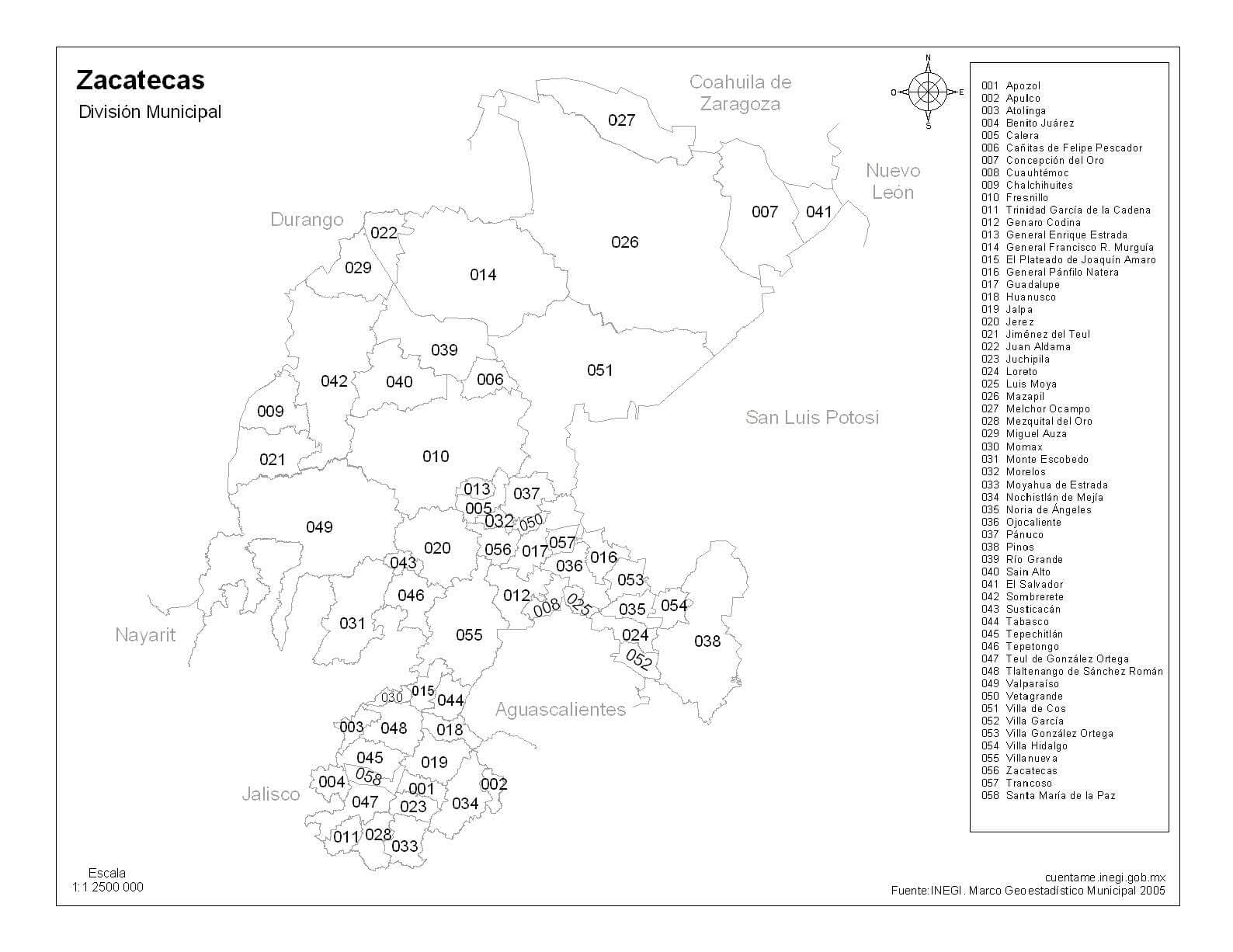 Mapa De Zacatecas Con Nombres